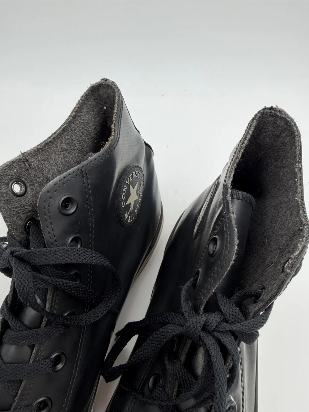 Converse Chuck Taylor All Star Rubber Hi Black Leather Tan Soles Men's Size 13.0
